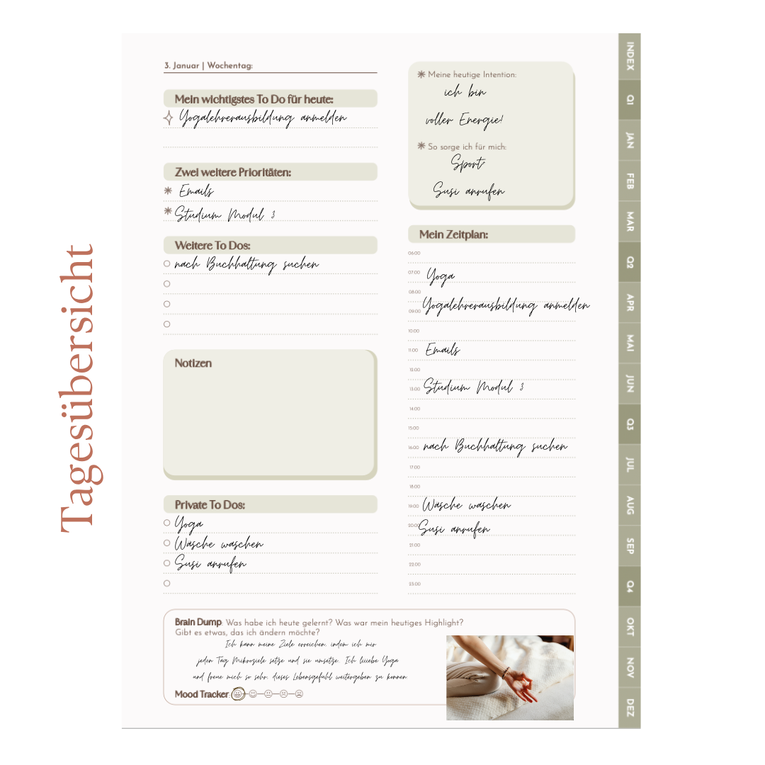 Minimalistischer Tagesplaner für Selbstständige (digital)